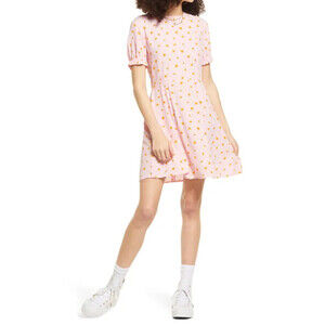 BP. Floral Print Flutter Sleeve Skater Dress Pink Ditsy Women's Size XS